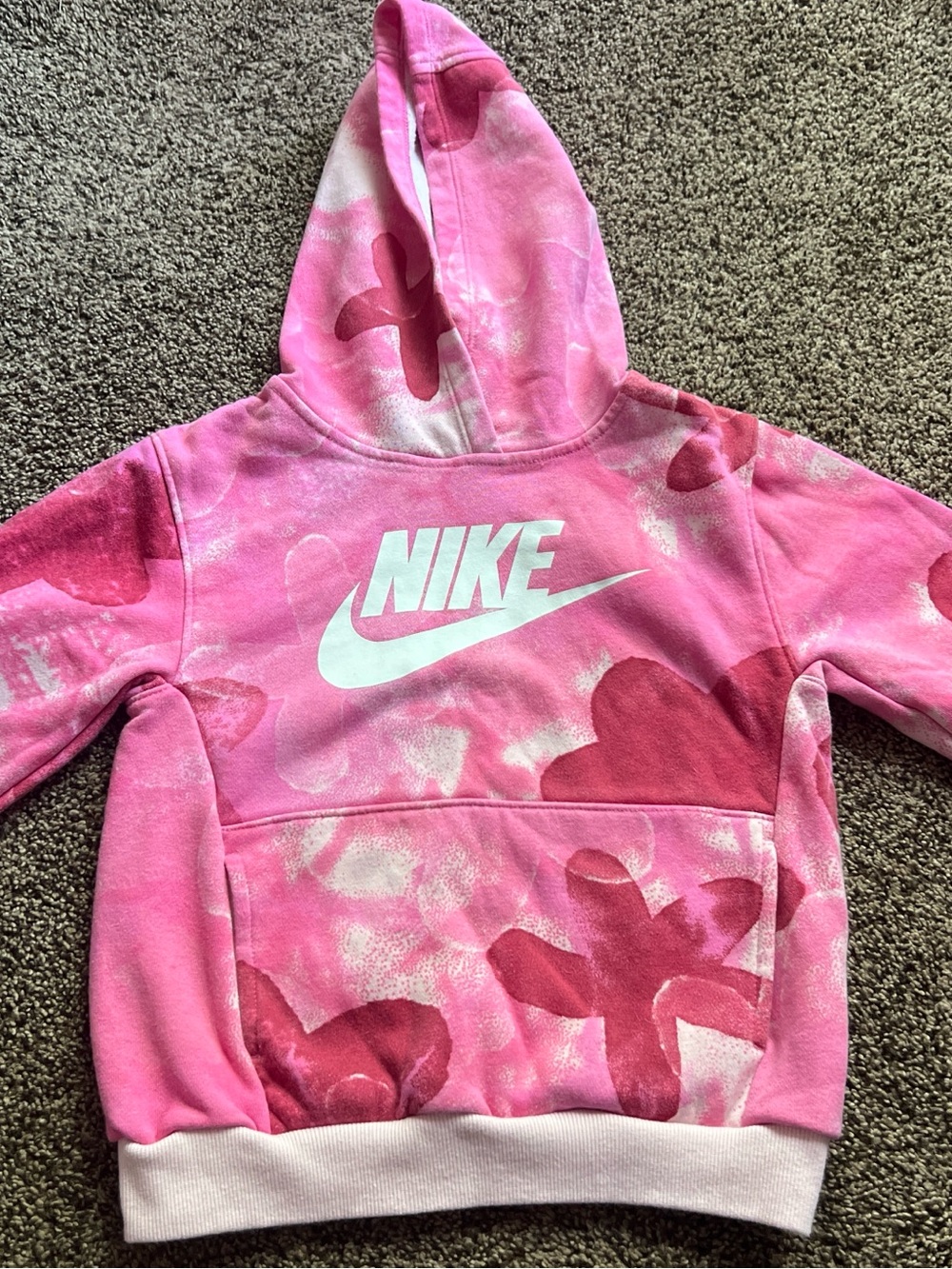 Nike Pink & White Floral Pullover Hoodie
